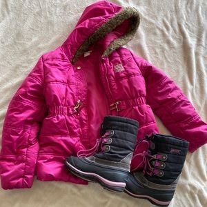 Girls Pink Winter coat Jacket & Boots sizes 7 & 13